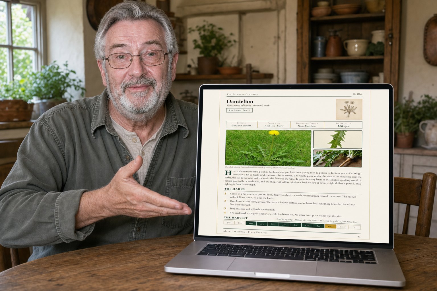 Malcolm Ashby with the book open on his laptop screen